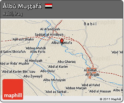 Shaded Relief Panoramic Map of Ālbū Muşţafá