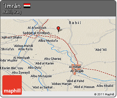 Shaded Relief Panoramic Map of `Imrān