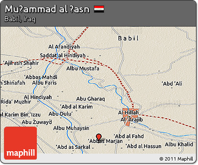 Shaded Relief Panoramic Map of Muḩammad Al Ḩasn
