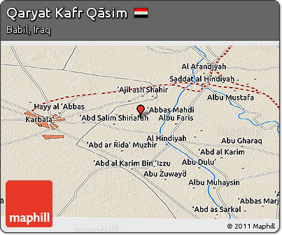 Shaded Relief Panoramic Map of Qaryat Kafr Qāsim