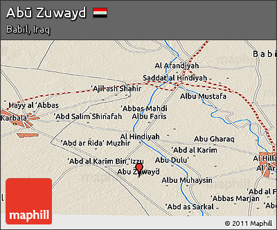 Shaded Relief Panoramic Map of Abū Zuwayd