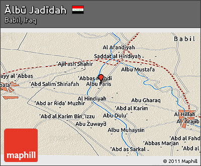 Shaded Relief Panoramic Map of Ālbū Jadīdah