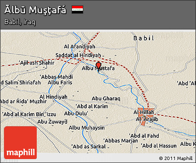 Shaded Relief Panoramic Map of Ālbū Muşţafá