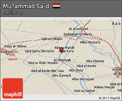 Shaded Relief Panoramic Map of Muḩammad Sa`d
