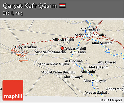 Shaded Relief Panoramic Map of Qaryat Kafr Qāsim