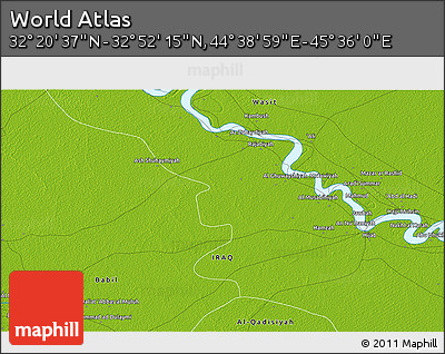 Physical 3D Map of the Area around 32° 36' 26" N, 45° 7' 30" E