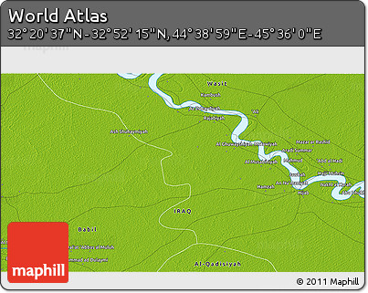 Physical 3D Map of the Area around 32° 36' 26" N, 45° 7' 30" E