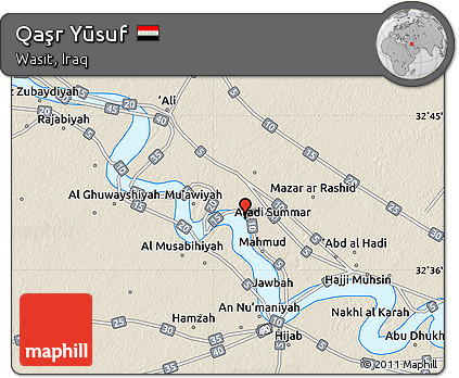 Shaded Relief Map of Qaşr Yūsuf
