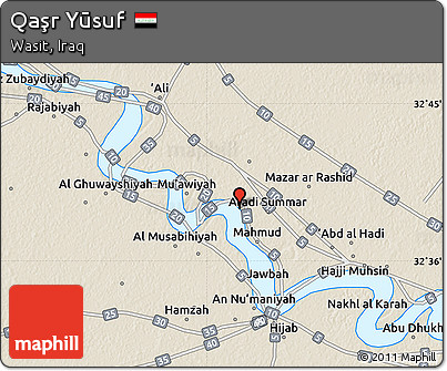 Shaded Relief Map of Qaşr Yūsuf