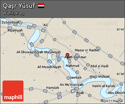 Shaded Relief Map of Qaşr Yūsuf