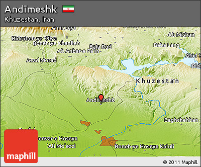 Physical Panoramic Map of Andīmeshk