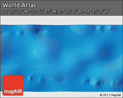 Physical 3D Map of the Area around 32° 36' 26" N, 49° 13' 30" W
