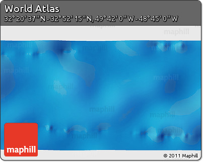 Physical 3D Map of the Area around 32° 36' 26" N, 49° 13' 30" W