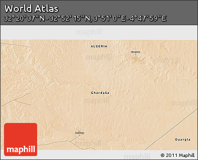 Satellite 3D Map of the Area around 32° 36' 26" N, 4° 19' 30" E