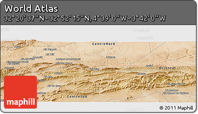Satellite Panoramic Map of the Area around 32° 36' 26" N, 4° 10' 30" W