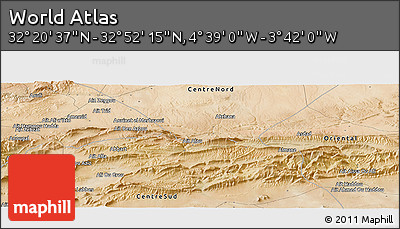 Satellite Panoramic Map of the Area around 32° 36' 26" N, 4° 10' 30" W