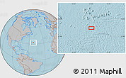 Gray Location Map of the area around 32° 36' 26" N, 50° 55' 29" W, hill shading