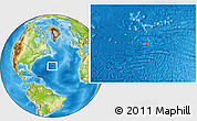 Physical Location Map of the area around 32° 36' 26" N, 50° 55' 29" W