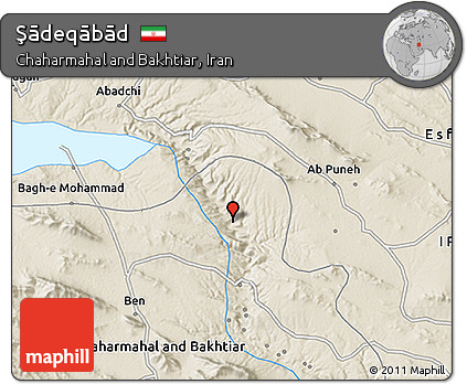Shaded Relief 3D Map of Şādeqābād