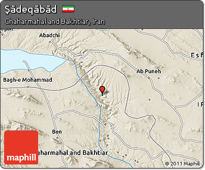 Shaded Relief 3D Map of Şādeqābād