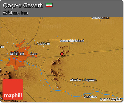Physical 3D Map of Qaşr-e Gavart