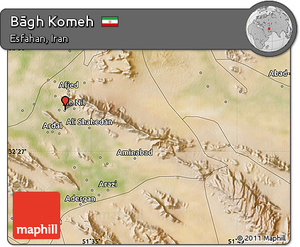 Satellite Map of Bāgh Komeh