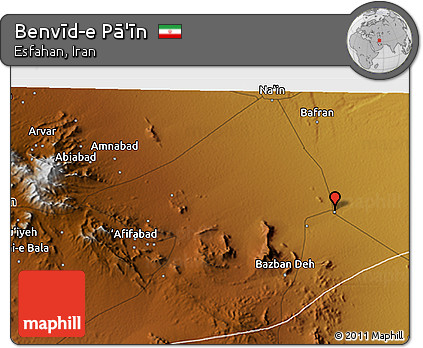 Physical 3D Map of Benvīd-e Pā'īn