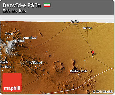 Physical 3D Map of Benvīd-e Pā'īn