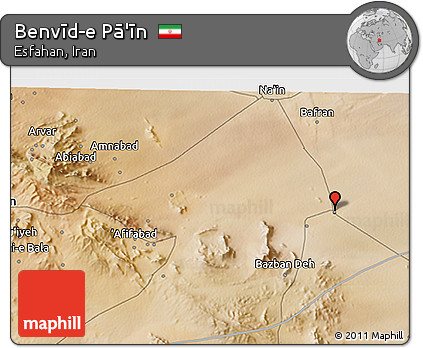 Satellite 3D Map of Benvīd-e Pā'īn