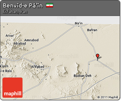 Shaded Relief 3D Map of Benvīd-e Pā'īn