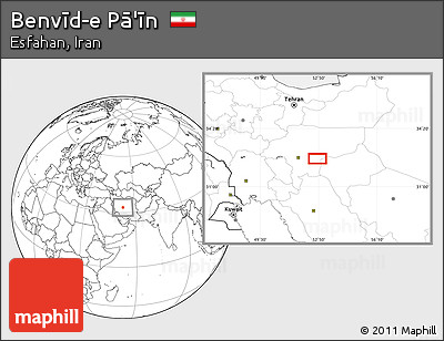 Blank Location Map of Benvīd-e Pā'īn