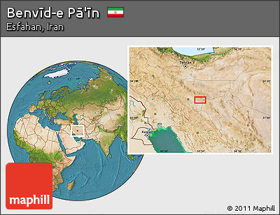 Satellite Location Map of Benvīd-e Pā'īn