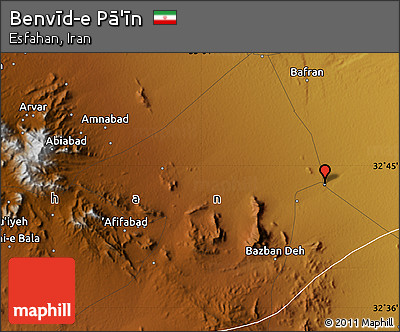 Physical Map of Benvīd-e Pā'īn