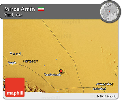Physical 3D Map of Mīrzā Amīn