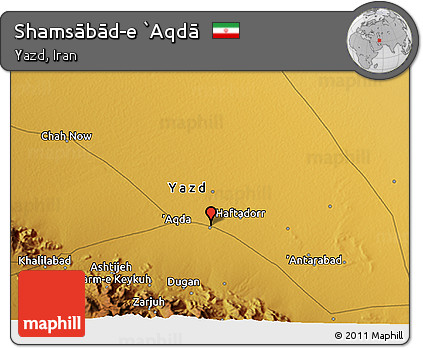Physical 3D Map of Shamsābād-e `Aqdā
