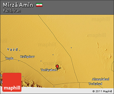 Physical 3D Map of Mīrzā Amīn