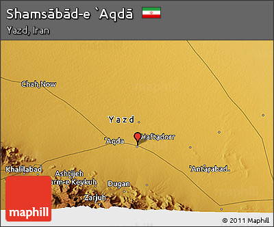 Physical 3D Map of Shamsābād-e `Aqdā