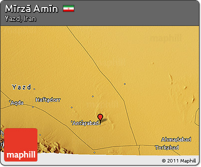 Physical 3D Map of Mīrzā Amīn