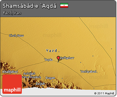 Physical 3D Map of Shamsābād-e `Aqdā