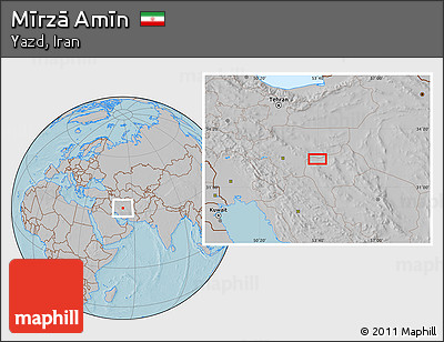 Gray Location Map of Mīrzā Amīn, hill shading