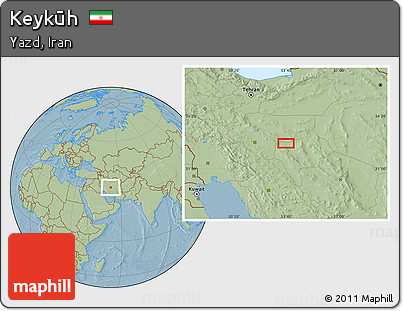 Savanna Style Location Map of Keykūh, hill shading