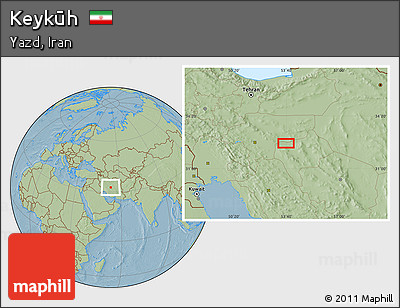 Savanna Style Location Map of Keykūh, hill shading