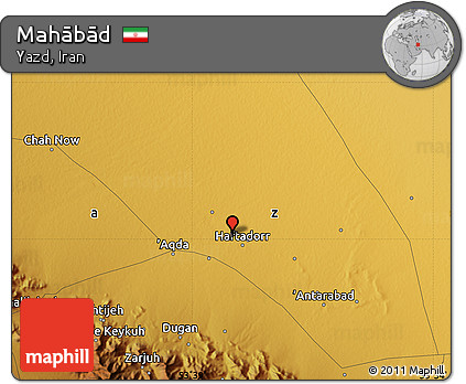 Physical Map of Mahābād