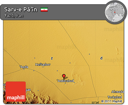 Physical Map of Sarv-e Pā'īn