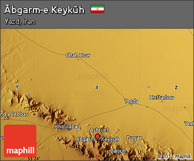 Physical Map of Ābgarm-e Keykūh