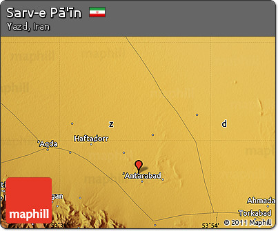 Physical Map of Sarv-e Pā'īn