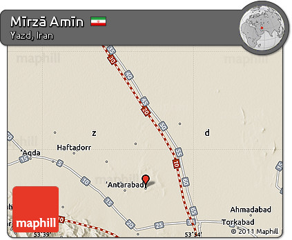 Shaded Relief Map of Mīrzā Amīn