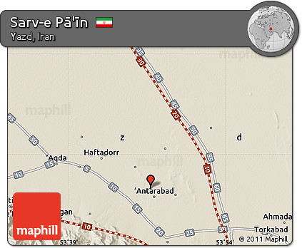 Shaded Relief Map of Sarv-e Pā'īn