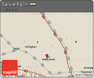 Shaded Relief Map of Sarv-e Pā'īn