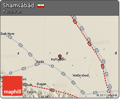 Shaded Relief Map of Shamsābād